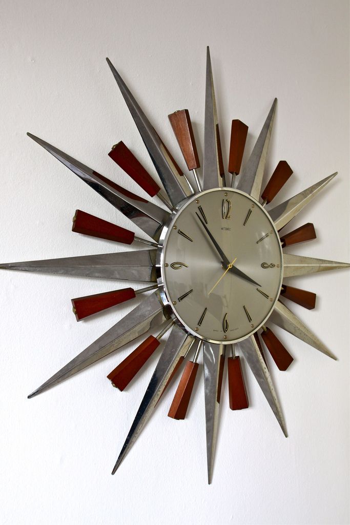 Metamec Starburst / Sunburst teak and aluminium wall clock… | Flickr