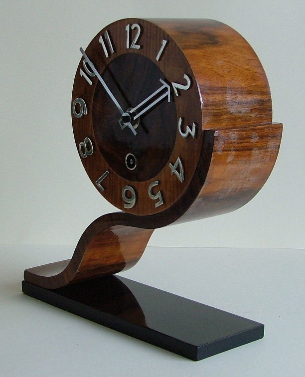 Unusual English Deco Modernist Clock by Norland.    This is a fantastic clock wi...