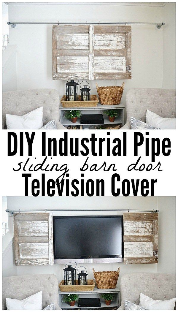 THE BEST WAY TO HIDE THOSE TV'S! A super simple industrial pipe sliding barn...