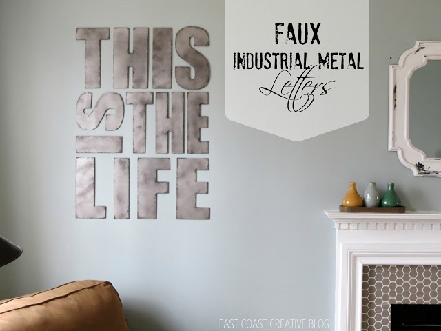 faux industrial metal letters