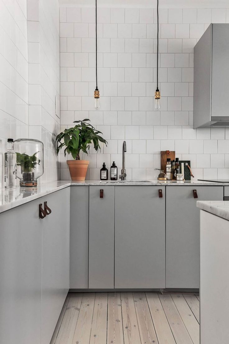 Kitchen Design Idea - Cabinet Hardware Alternatives // Create a Scandinavian loo...