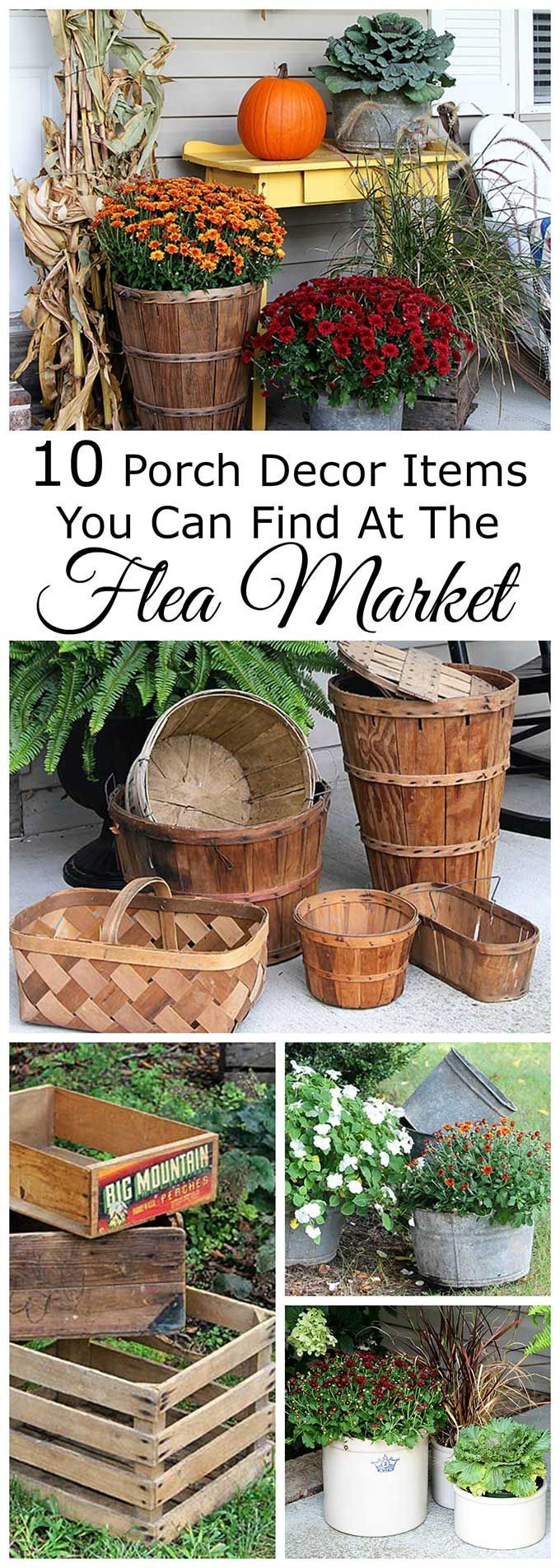 Some of the best fall porch decor can be found at flea markets, festivals, fairs...