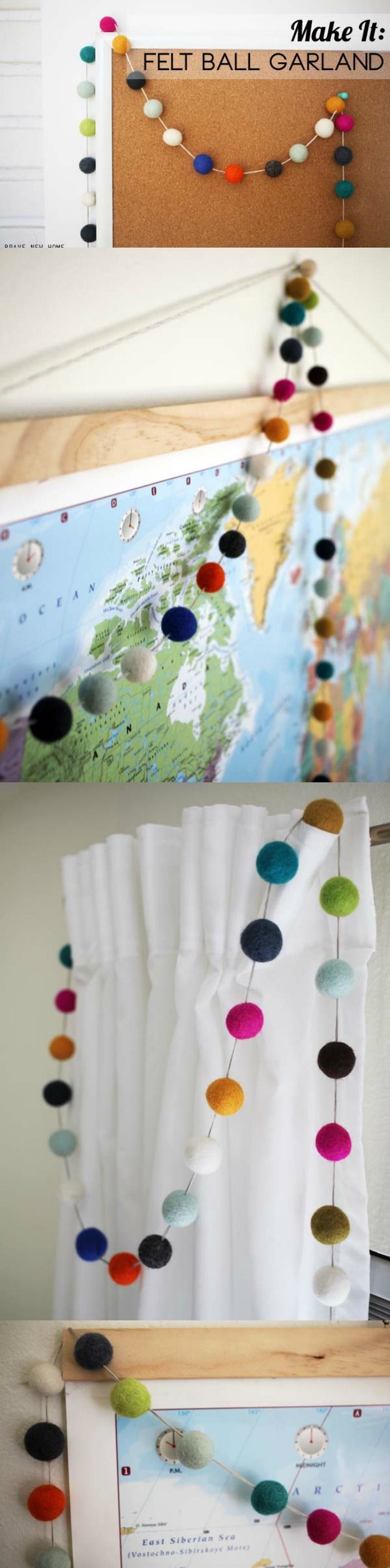 Add some colorful cheer to your home! This simple DIY felt ball garland is a fun...