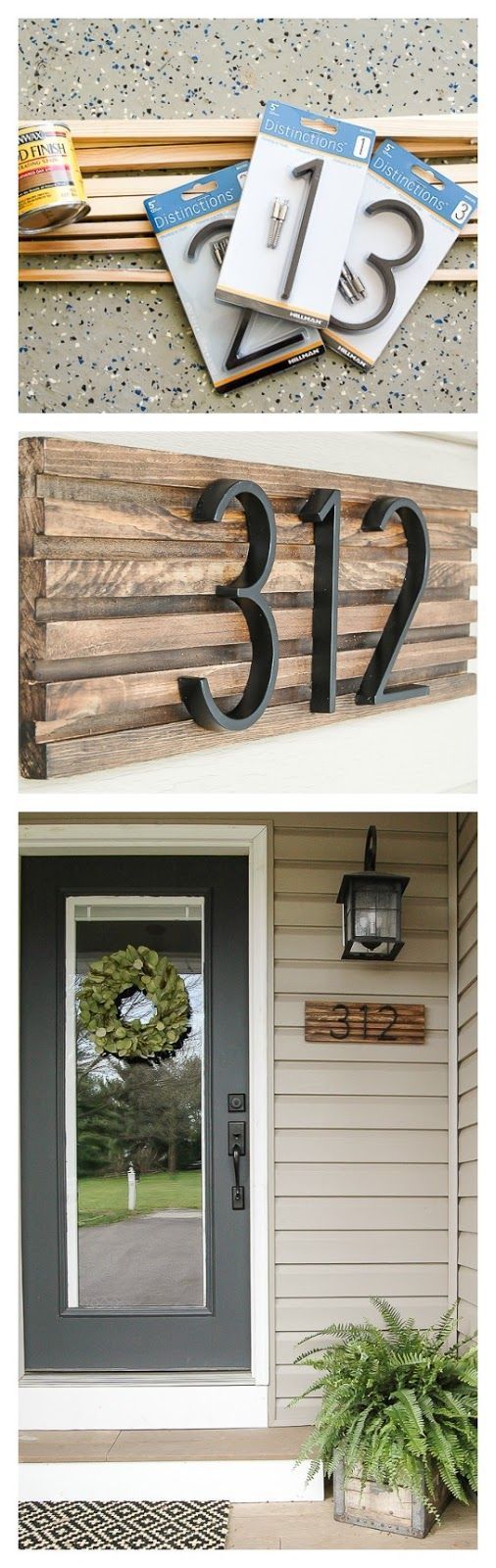 How to make a modern house number sign from square dowels. www.littlehouseof...