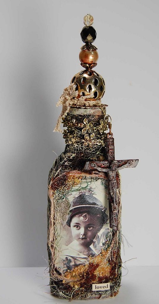 Loved ~Mixed Media Bottle~ | This little sweetheart is done … | Flickr - Photo...