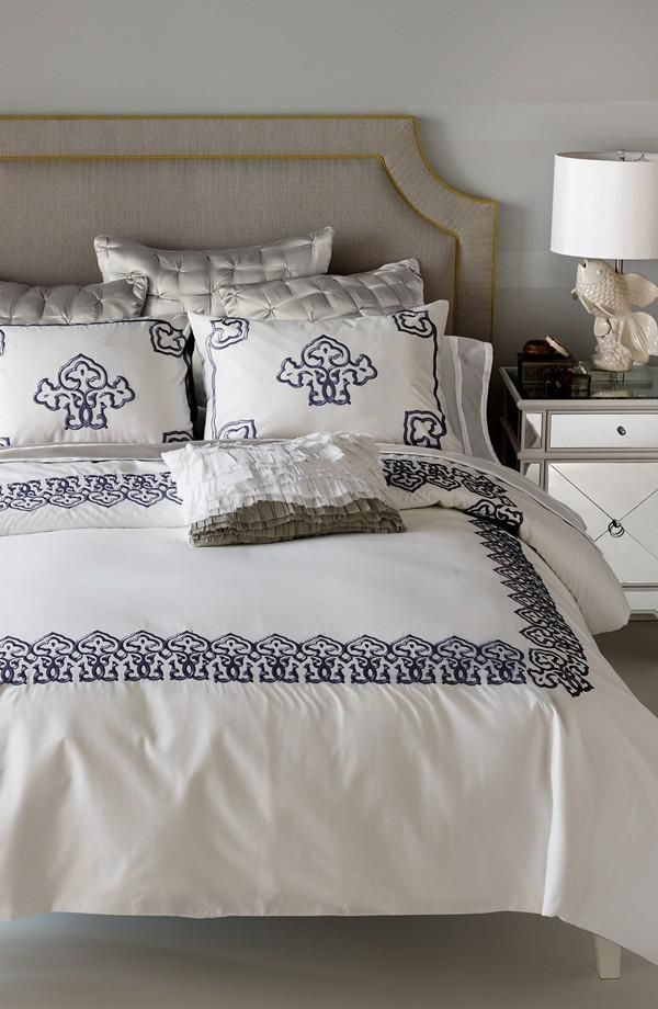 Adoring the elegance and blue embordered designs on the bed set | Blissliving Ho...