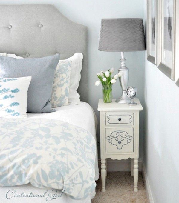Blue & White Bedroom/ Step by Step Painted Nightstand
