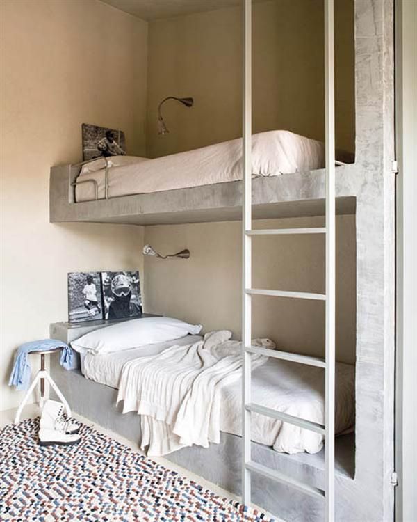 Bunk bed out of concrete.