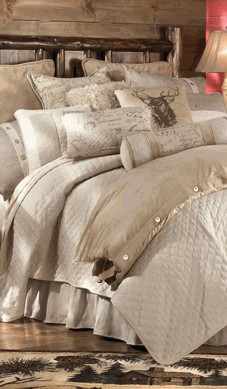 Master Bed Room Fairfield Rustic Bedding. Such a pretty theme