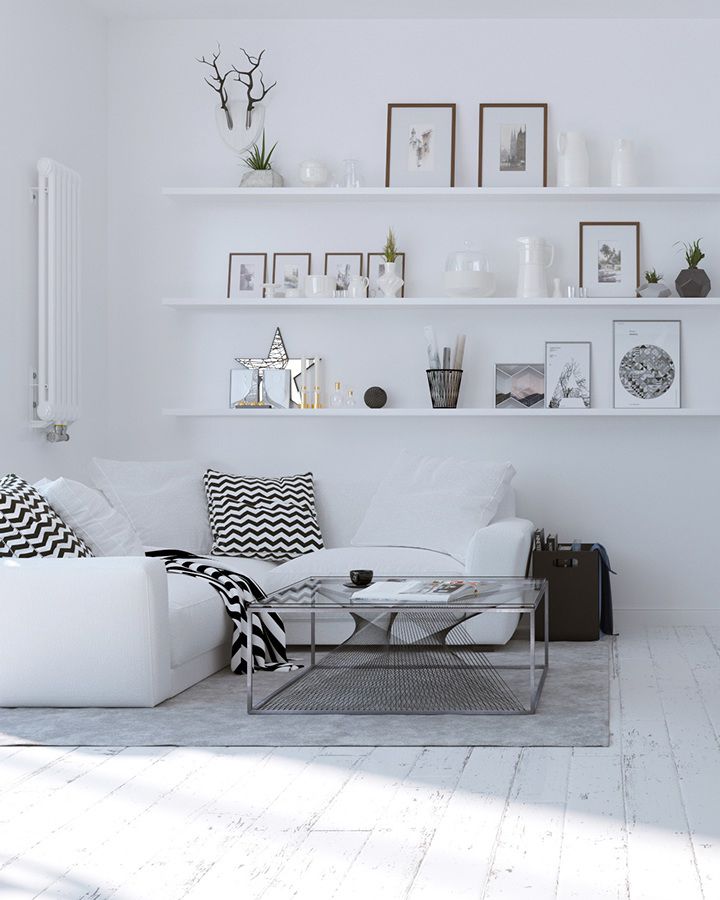 White living room. Via Imagination for breakfast
