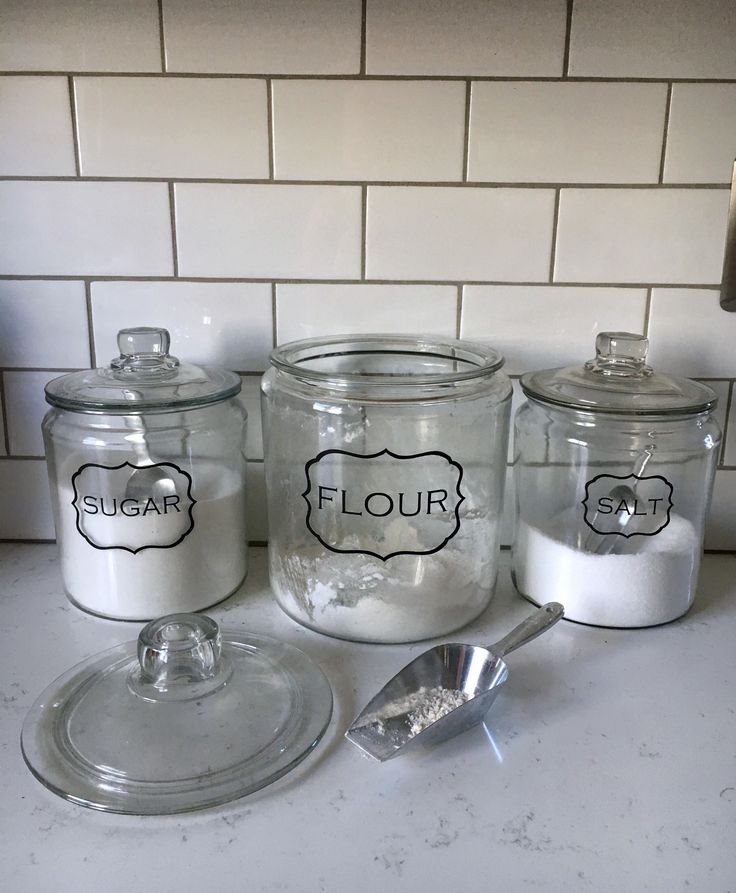 organize kitchen with canisters and scoops
