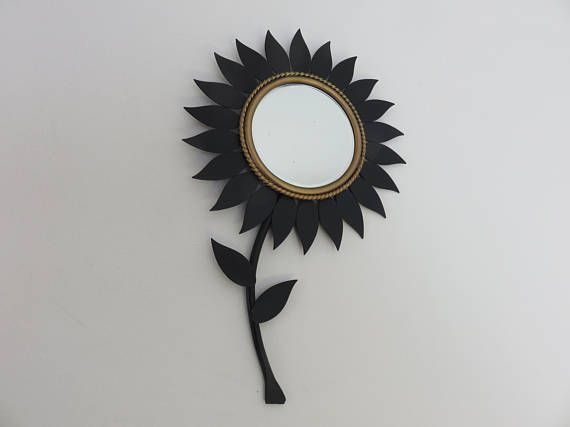 CHATY VALLAURIS miroir soleil fleur signé mid century 1950