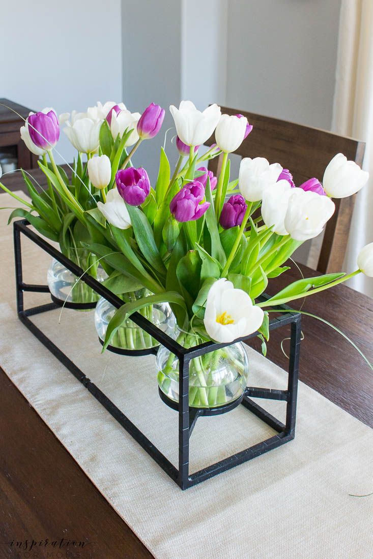 Kitchen and Dining Room Spring Tour with Tulip Flower Centerpiece