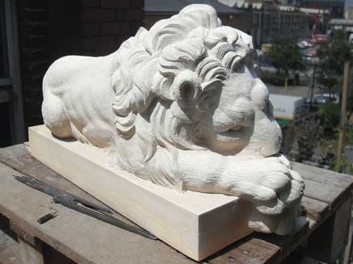 Stone Resin #sculpture by #sculptor Thomas Brown titled: 'Baroque Lion after Can...
