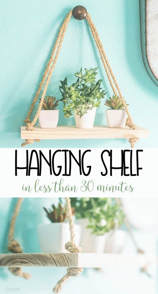 DIY Rope Hanging Shelf | easy home decor in under 30 minutes | wall shelf for ex...