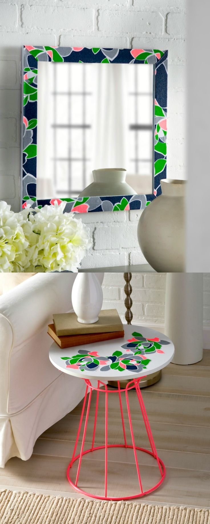 Learn how to revamp a mirror and a tabletop using Mod Podge - and a pillowcase!