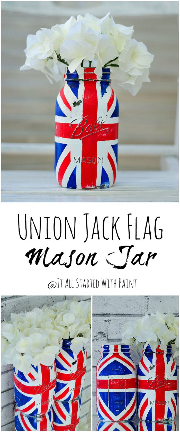 Union Jack Flag Mason Jar