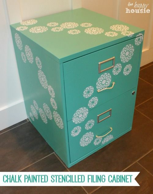 Upgrade a boring & basic filing cabinet with paint and stencilling - see the tut...