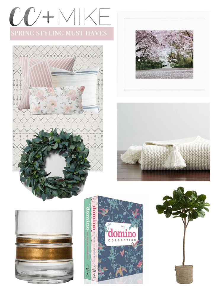 Affordable Spring Styling Must Haves, pom pom throws, beautiful spring art, cust...