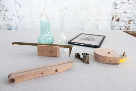 Analogue wood and brass tools transformed into digital measuring devices.