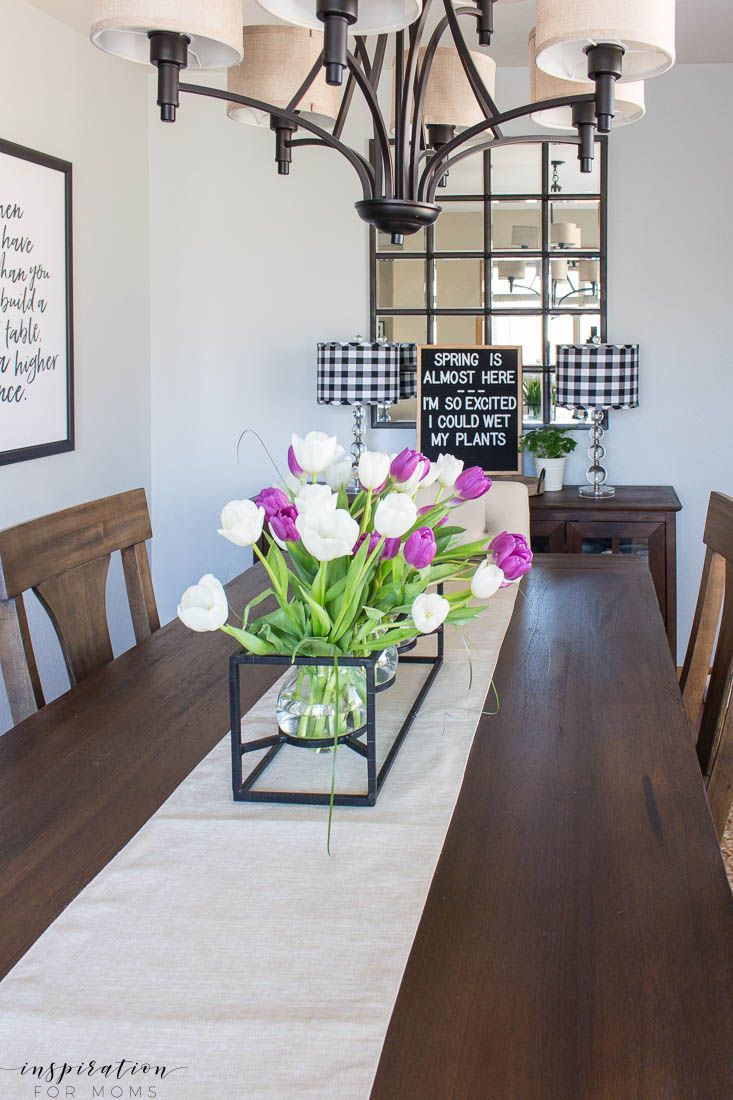 Kitchen and Dining Room Spring Tour with Tulip Flower Centerpiece