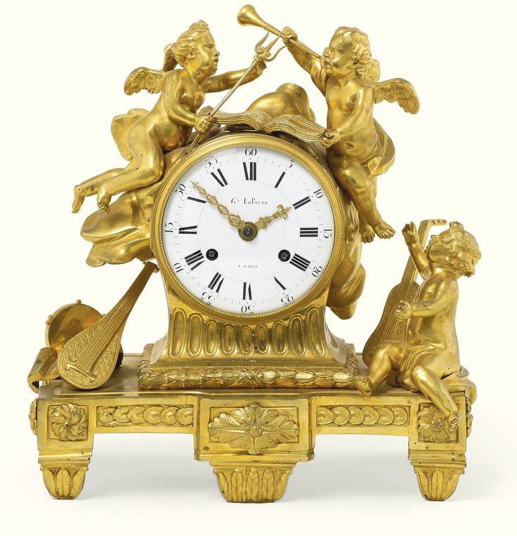 A Louis XVI style gilt-bronze mantel clock, first half 19th century depicting th...