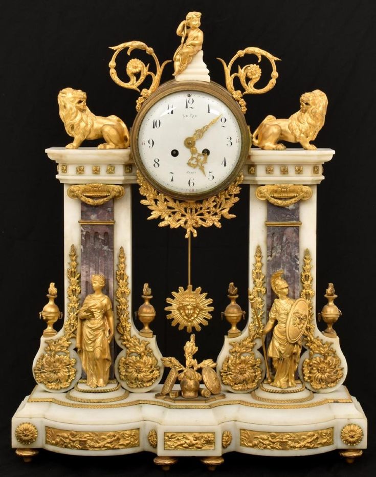 Elaborate French Marble & Bronze Mantle Clock