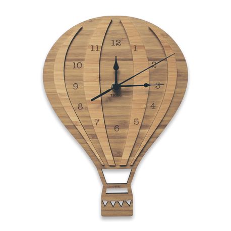 Hot Air Balloon Wall Clock - Bamboo | Nursery & Kids Decor by Nest Accessories