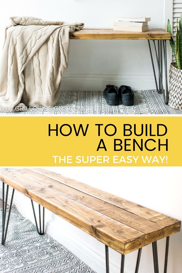 Learn how to build a bench for your home. Using 2 x 4 wood and hairpin legs. Eas...