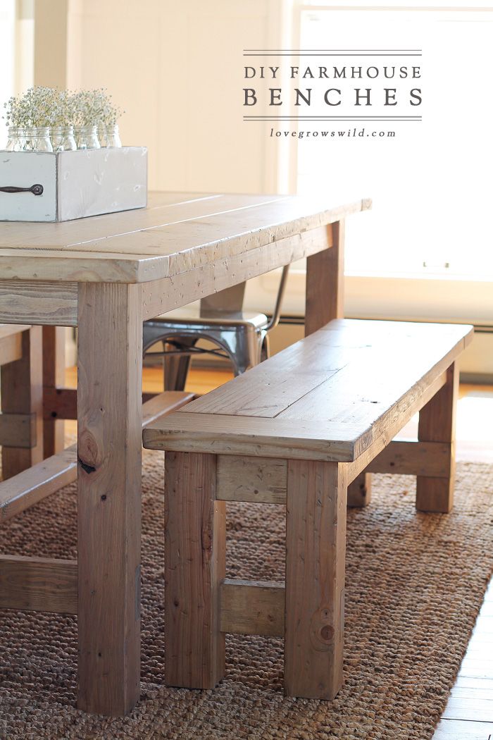 Learn how to build an easy DIY Farmhouse Bench - perfect for saving space in a s...