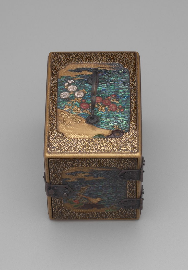 Miniature Chest. 1850 - 1900. Lacquer on wood with hira maki-e, taka maki-e, met...