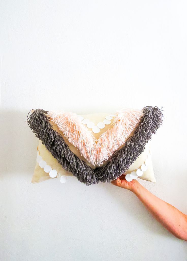 DIY Yarn Fringed Throw Pillow