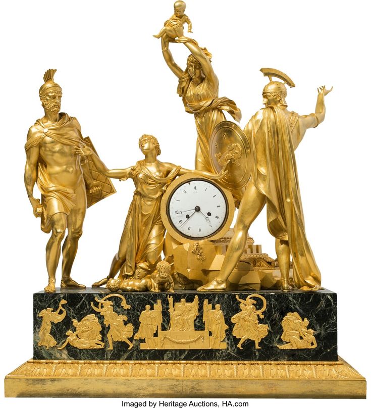 A Rare and Large Pierre-Philippe Thomire Empire Gilt Bronze and Verde Antico Mar...