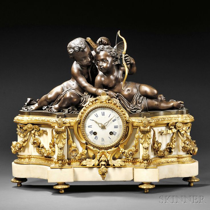 Napoleon III Bronze-mounted Alabaster Mantel Clock last quarter 19th century.