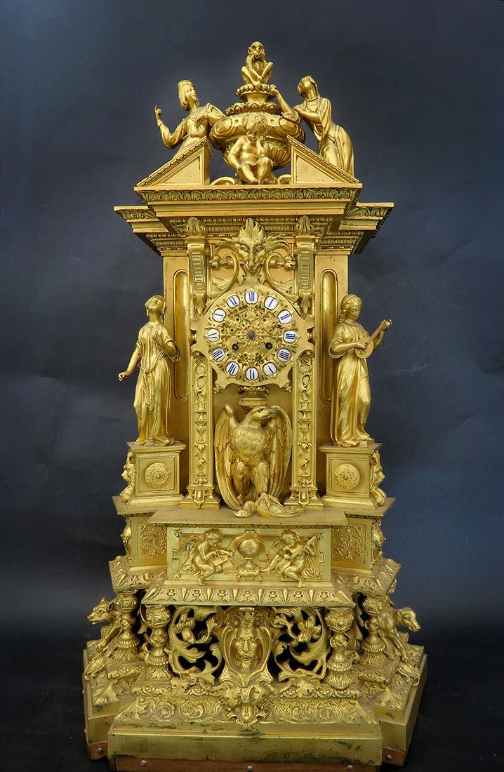 Palatial French Louis Philippe Ormolu Mantle Clock 33''