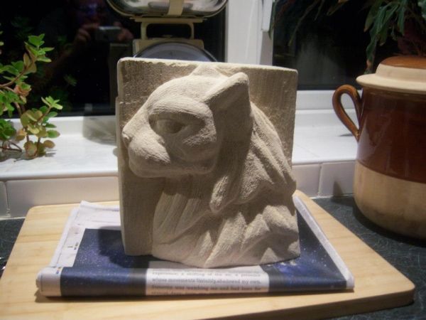 #Ancaster #limestone #sculpture by #sculptor Anthony Bartyla titled: 'Cat relief...