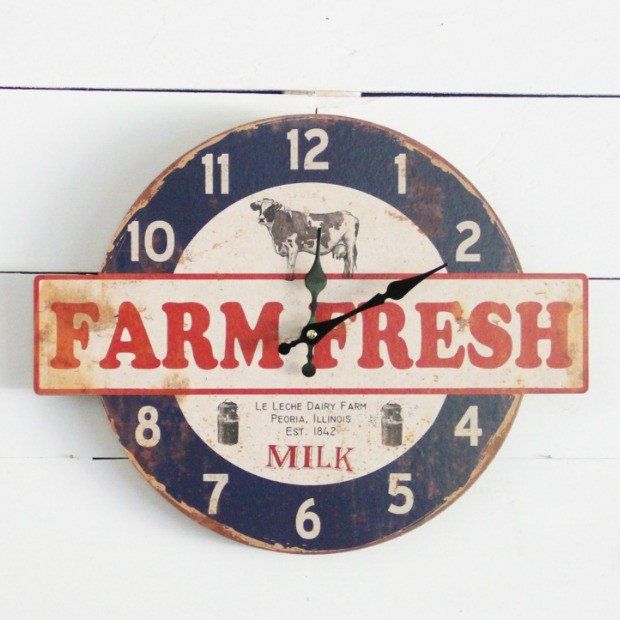 Farm Fresh Vintage Inspired Wall Clock