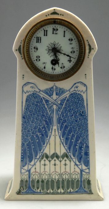 Pateelbakkerij De Distel, Amsterdam. Table clock, circa 1904. ceramic case, H. 3...