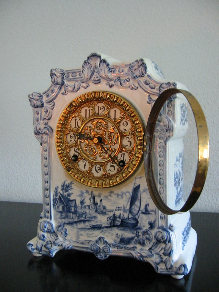 Ansonia Blue Delfts Mantle Clock