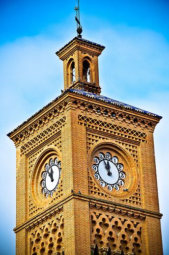 CLOCK~Toledo Spain main railway station clock tower