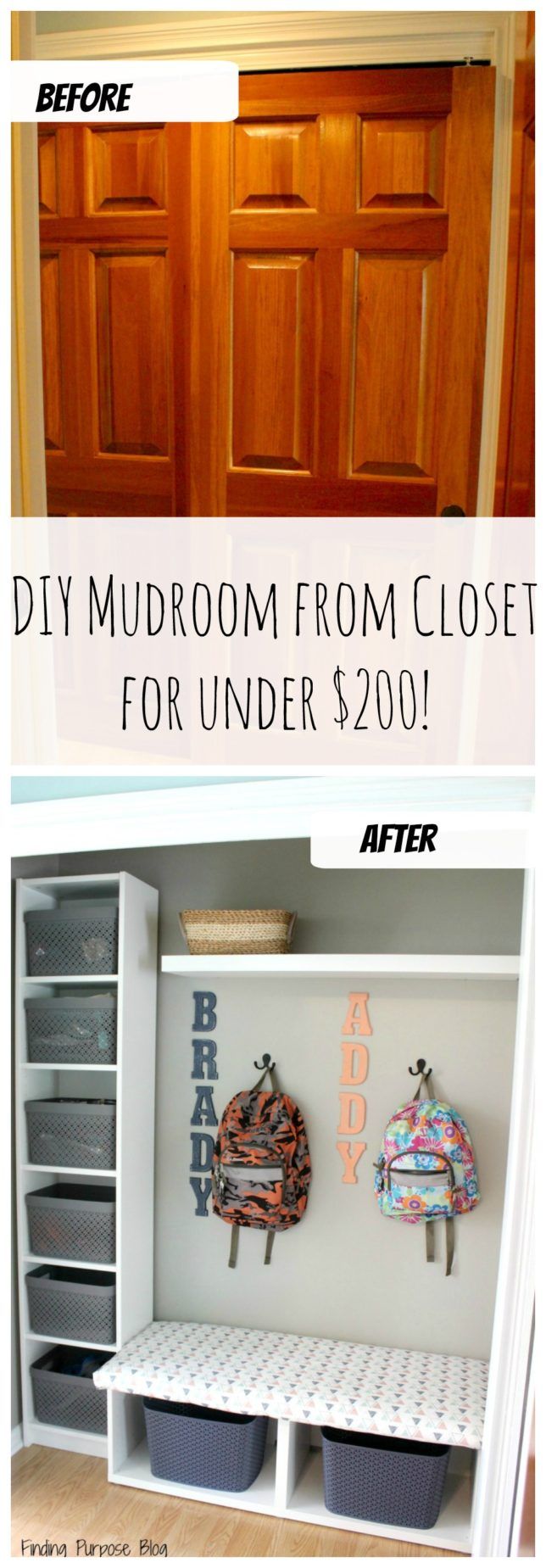 How We Turned a Closet into a Mudroom for under $200