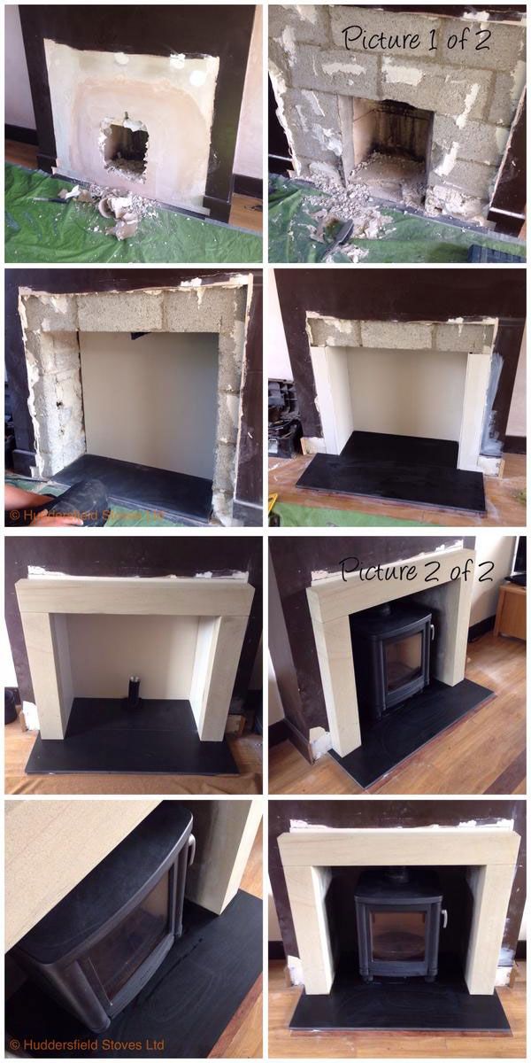 Installation of the cast iron woodburner Contura 51L with low legs. Looking grea...