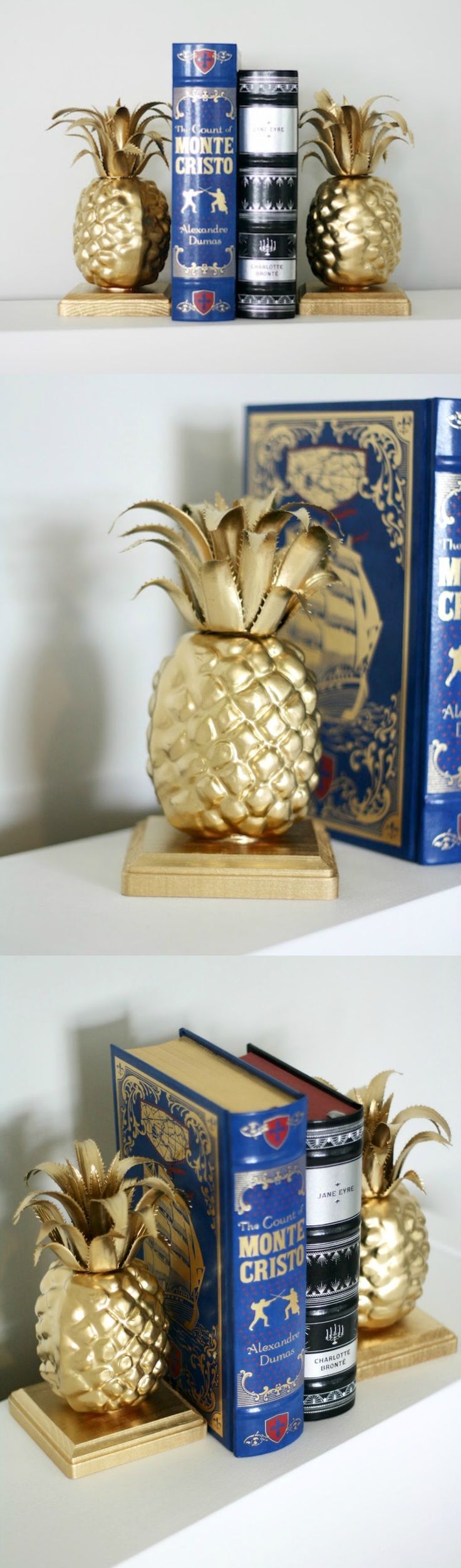 Learn how to make these simple, custom pineapple DIY bookends in just a few step...