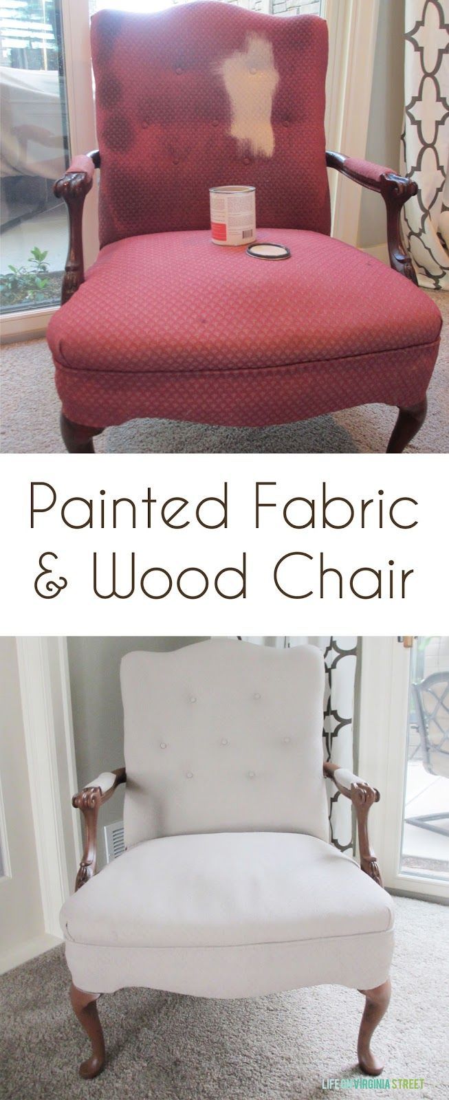 Painted fabric and wood chair using chalk-based paint and antiquing wax - such a...