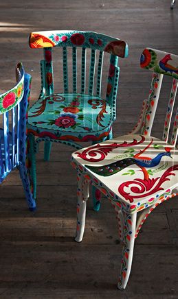 boldly painted chairs from Plumo £135