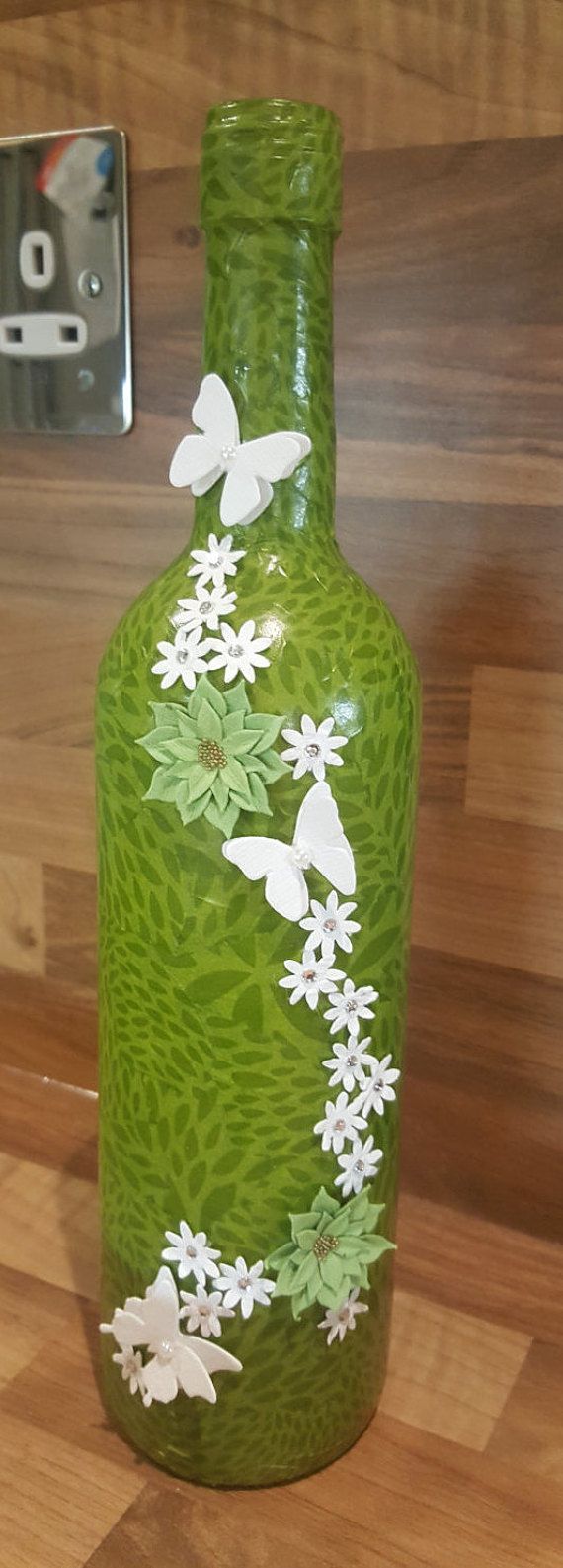 Decorative Wine Bottle by TheMintDeco on Etsy