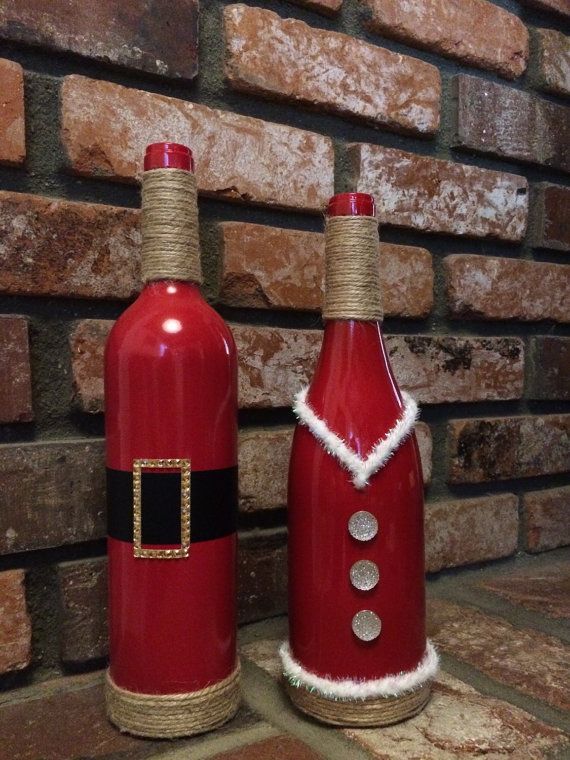 Mr. and Mrs. Claus set wine bottle vases by 2BoredMoms14 on Etsy