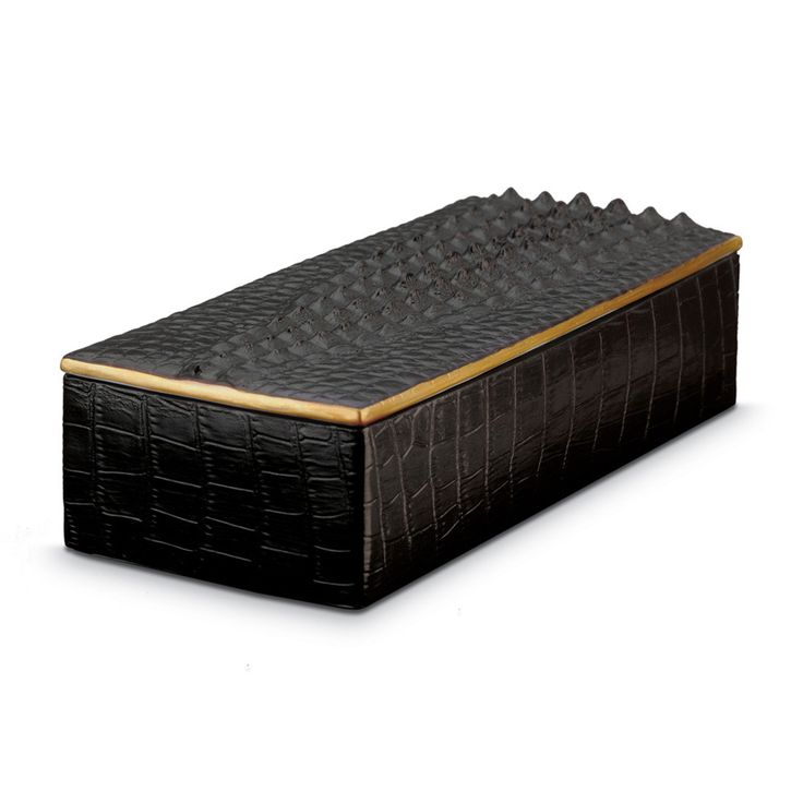 Buy L'Objet Crocodile Rectangular Desk Box - Gold - 23cm