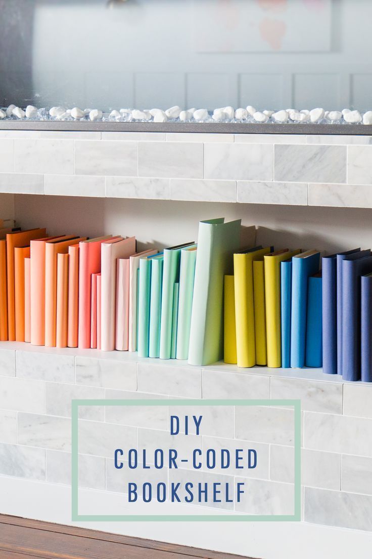 DIY Color-Coded Bookshelf by top Houston lifestyle blogger Ashley Rose of Sugar ...