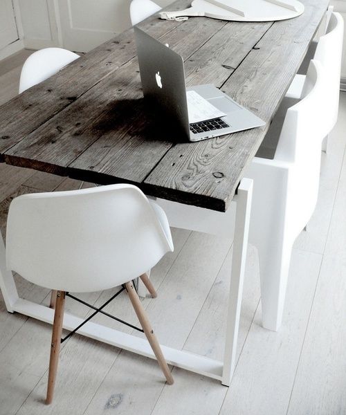 Wood table - love the combination of the wood with the white legs
